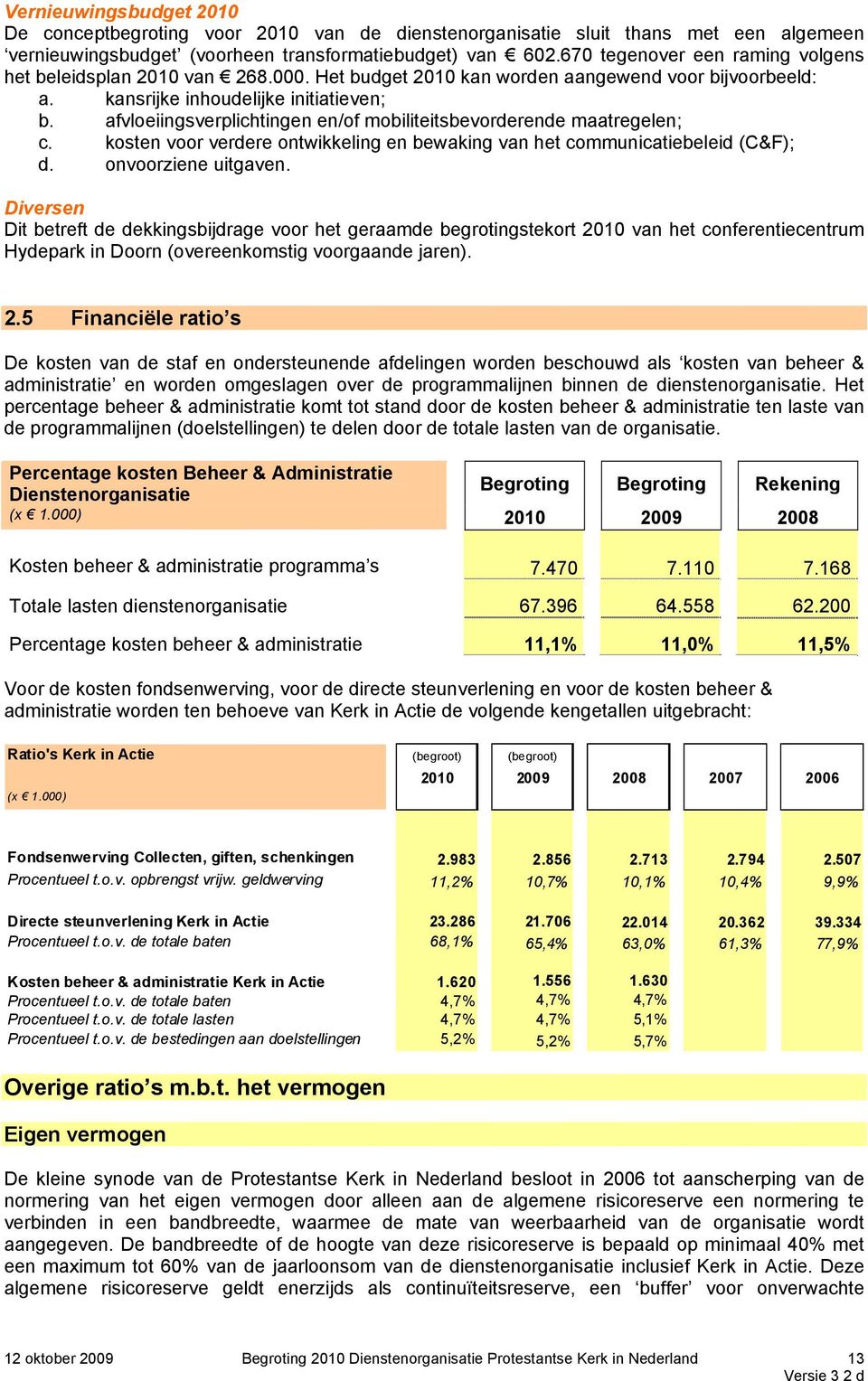 afvloeiingsverplichtingen en/of mobiliteitsbevorderende maatregelen; c. kosten voor verdere ontwikkeling en bewaking van het communicatiebeleid (C&F); d. onvoorziene uitgaven.