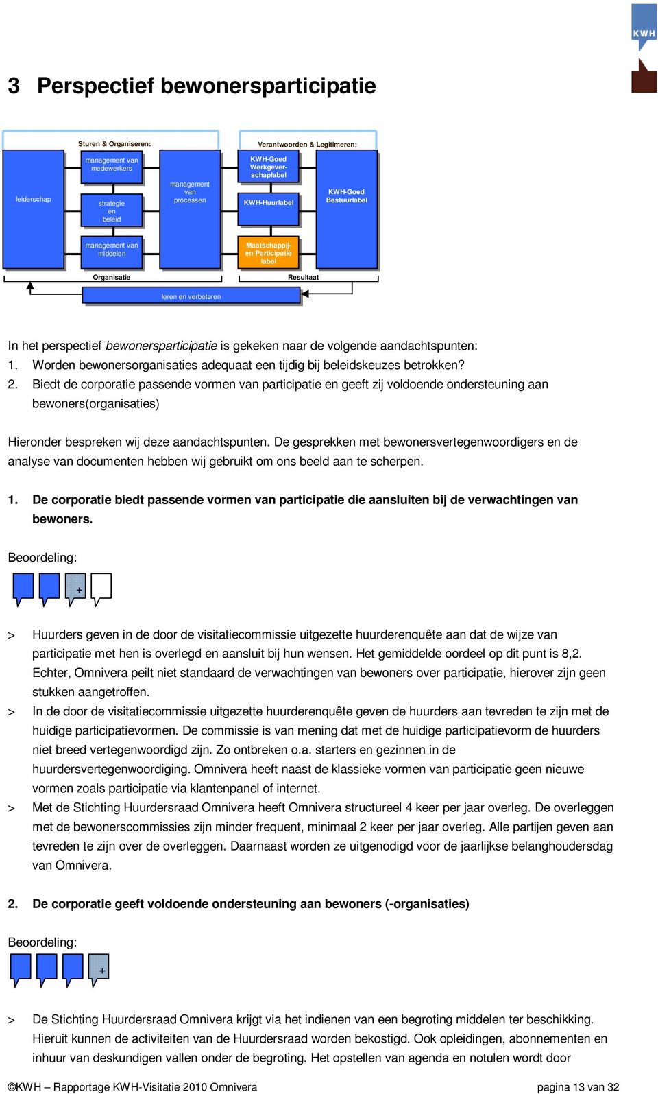 volgende aandachtspunten: 1. Worden bewonersorganisaties adequaat een tijdig bij beleidskeuzes betrokken? 2.