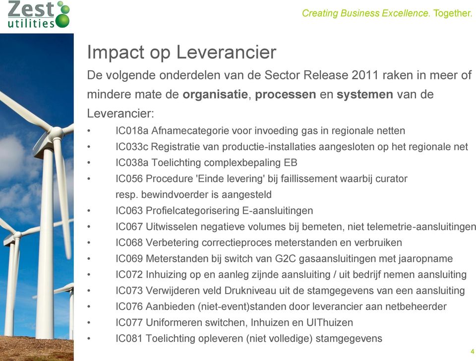 gas in regionale netten IC033c Registratie van productie-installaties aangesloten op het regionale net IC038a Toelichting complebepaling EB IC056 Procedure 'Einde levering' bij faillissement waarbij