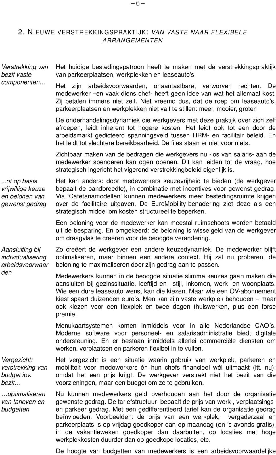 bezit optimaliseren van tarieven en budgetten Het huidige bestedingspatroon heeft te maken met de verstrekkingspraktijk van parkeerplaatsen, werkplekken en leaseauto s.