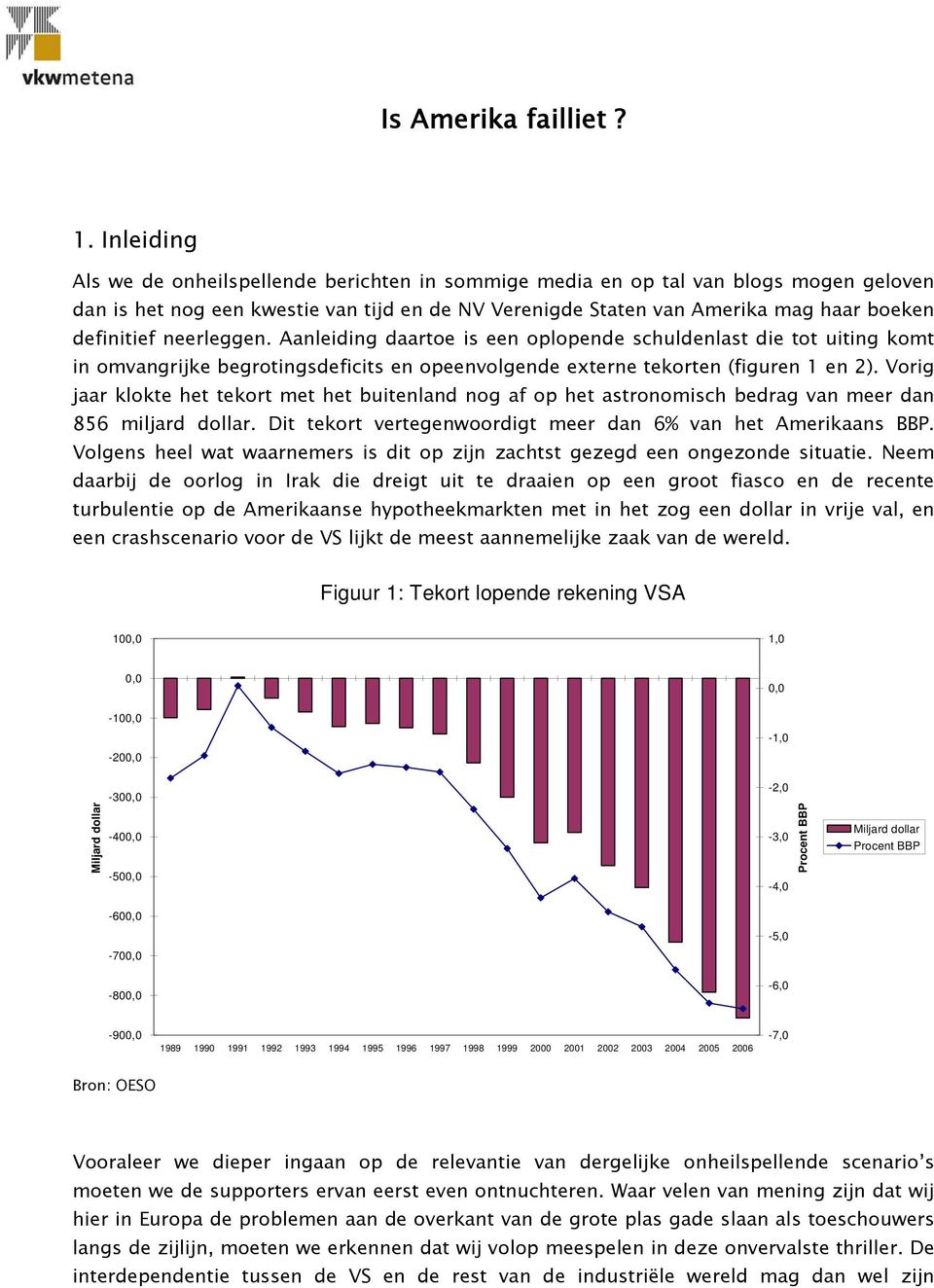 neerleggen. Aanleiding daartoe is een oplopende schuldenlast die tot uiting komt in omvangrijke begrotingsdeficits en opeenvolgende externe tekorten (figuren 1 en 2).