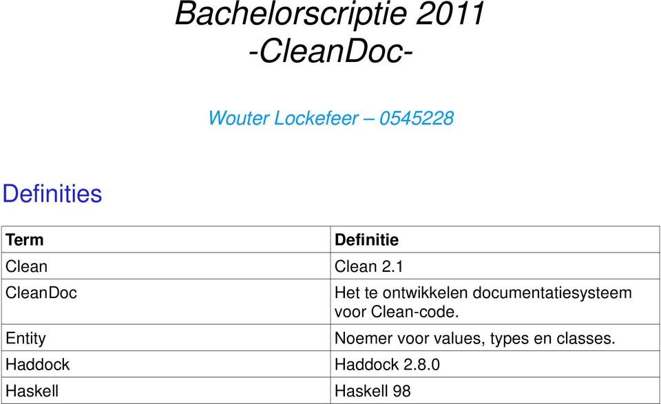 1 CleanDoc Entity Haddock Haddock 2.8.