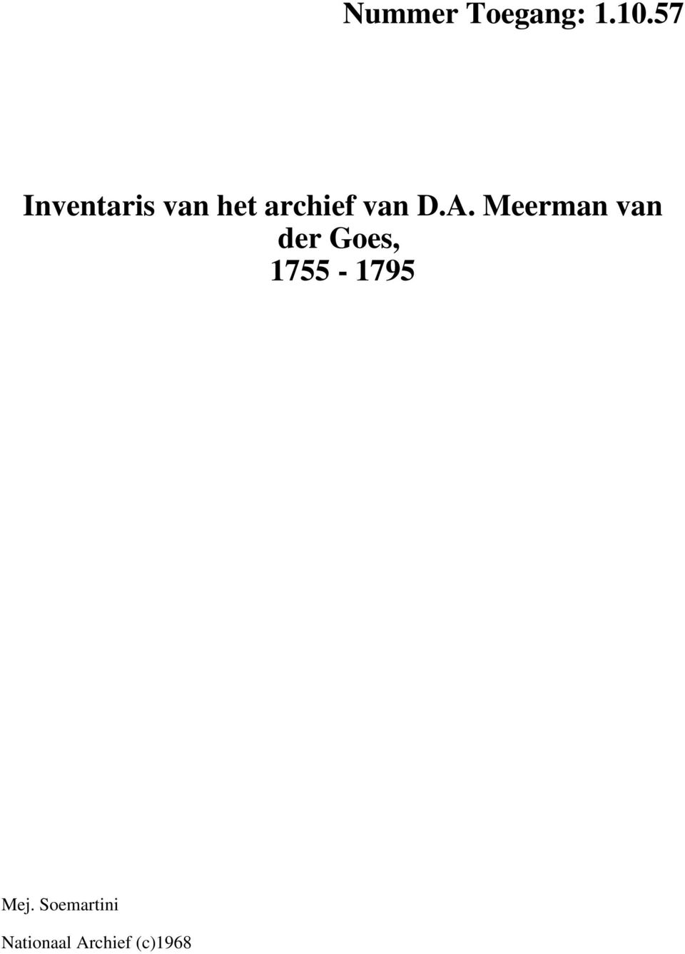 D.A. Meerman van der Goes,