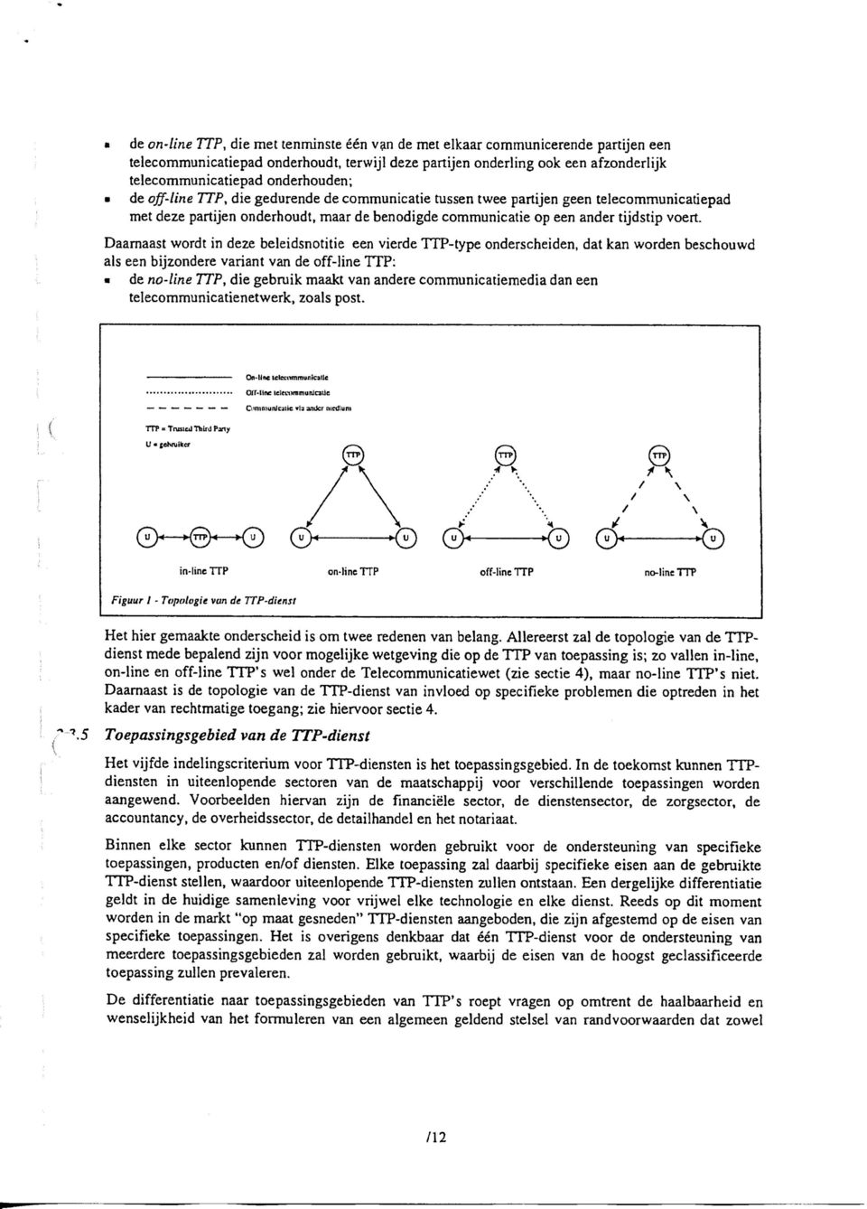 Daarnaast wordt in deze beleidsnotitie een vierde TTP-type onderscheiden, dat kan worden beschouwd als een bijzondere variant van de off-line TTP: de no-line TTP, die gebruik maakt van andere