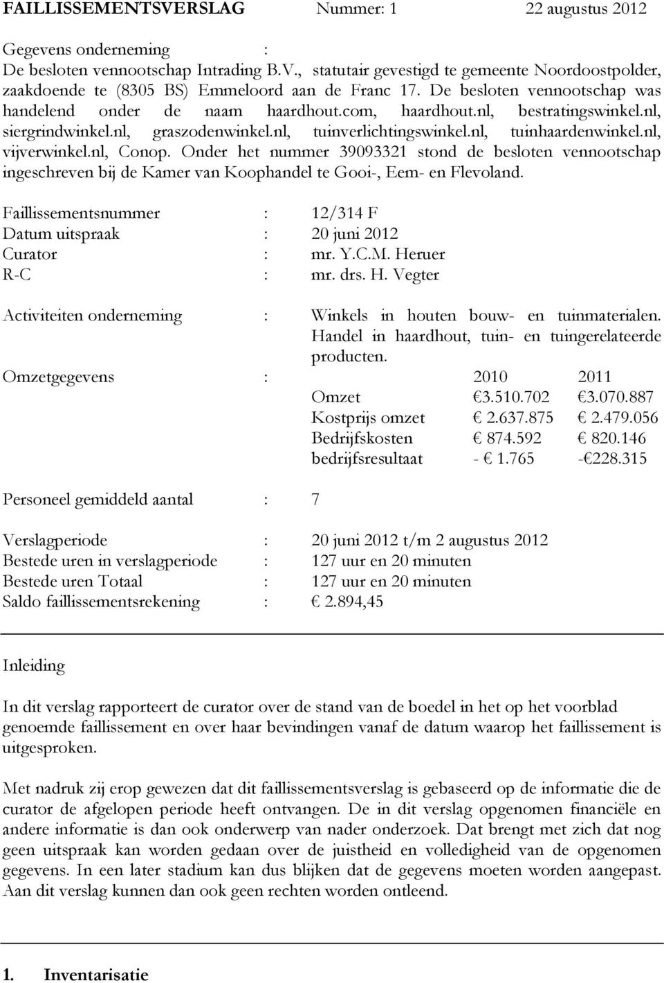 nl, vijverwinkel.nl, Conop. Onder het nummer 39093321 stond de besloten vennootschap ingeschreven bij de Kamer van Koophandel te Gooi-, Eem- en Flevoland.