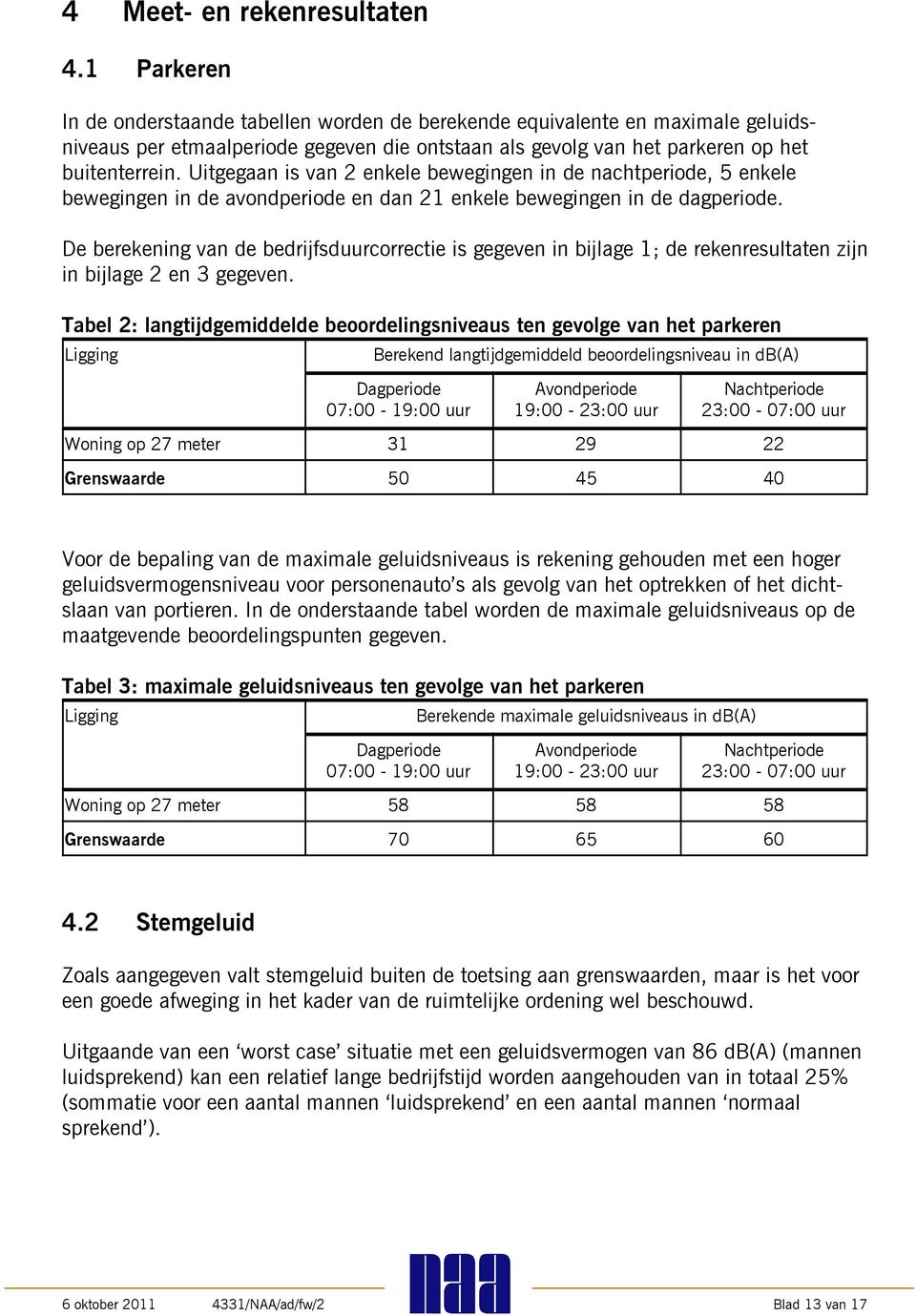 Uitgegaan is van 2 enkele bewegingen in de nachtperiode, 5 enkele bewegingen in de avondperiode en dan 21 enkele bewegingen in de dagperiode.