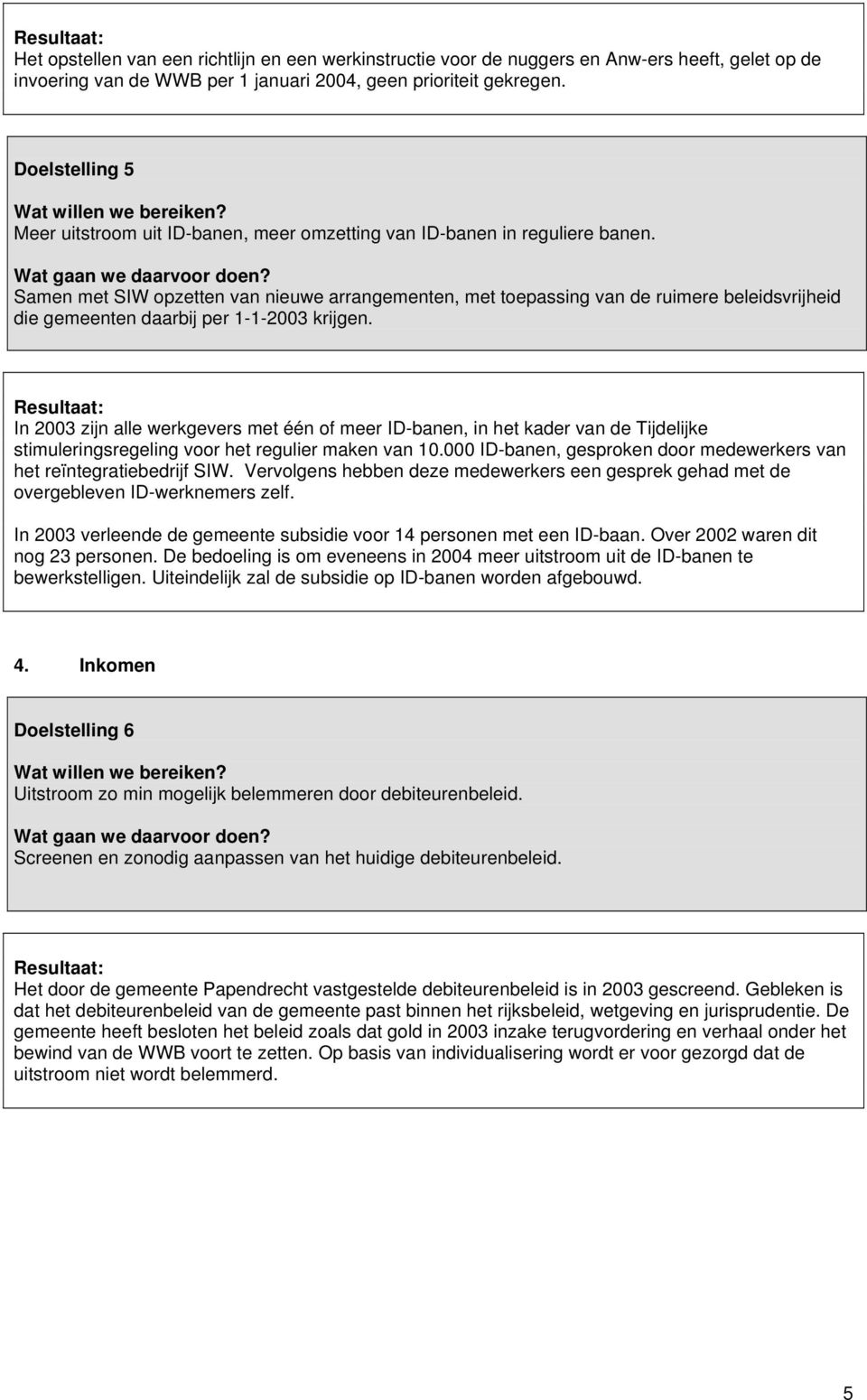 Samen met SIW opzetten van nieuwe arrangementen, met toepassing van de ruimere beleidsvrijheid die gemeenten daarbij per 1-1-2003 krijgen.