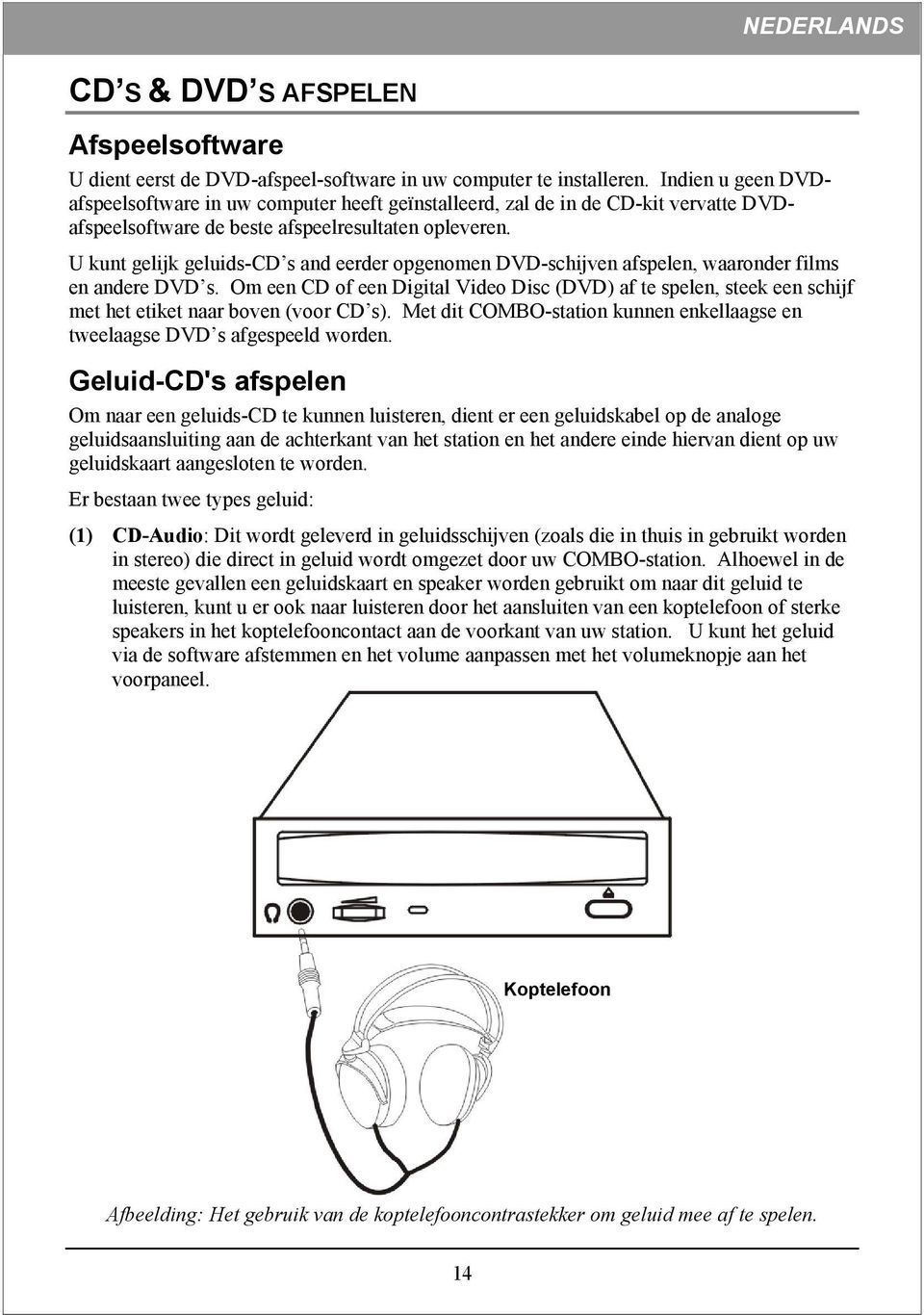 U kunt gelijk geluids-cd s and eerder opgenomen DVD-schijven afspelen, waaronder films en andere DVD s.