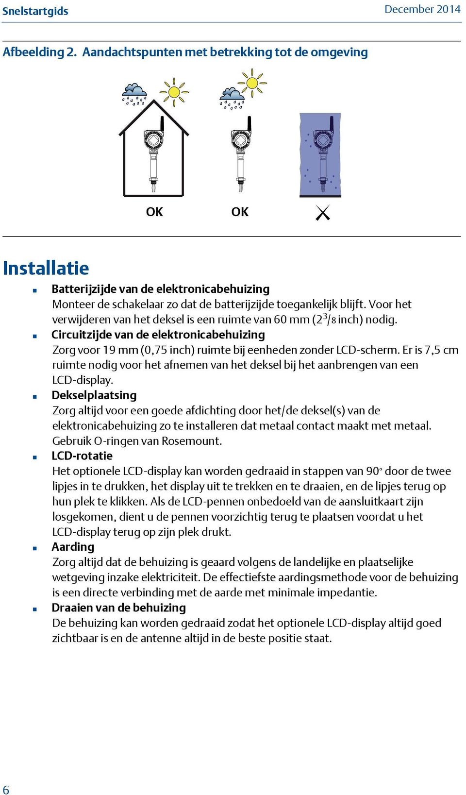 Er is 7,5 cm ruimte nodig voor het afnemen van het deksel bij het aanbrengen van een LCD-display.