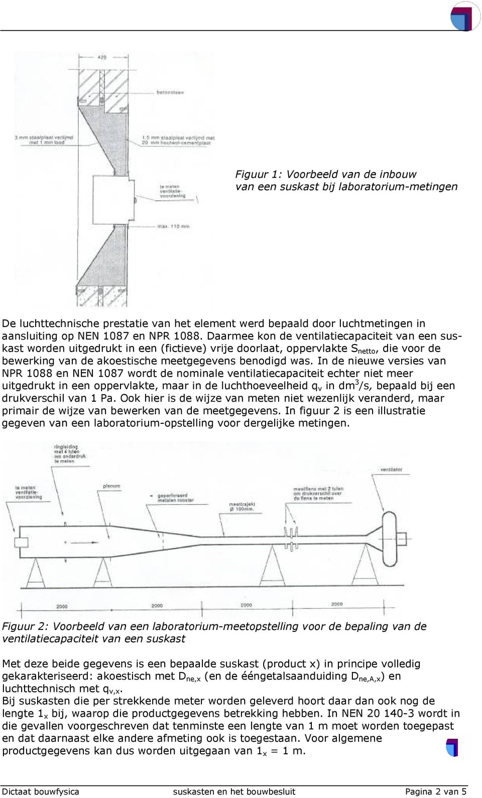 In de nieuwe versies van NPR 1088 en NEN 1087 wordt de nominale ventilatiecapaciteit echter niet meer uitgedrukt in een oppervlakte, maar in de luchthoeveelheid q v in dm 3 /s, bepaald bij een