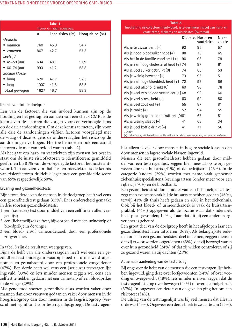 Totaal gewogen 1627 46,7 53,3 Kennis van totale doelgroep Een van de factoren die van invloed kunnen zijn op de houding en het gedrag ten aanzien van een check CMR, is de kennis van de factoren die