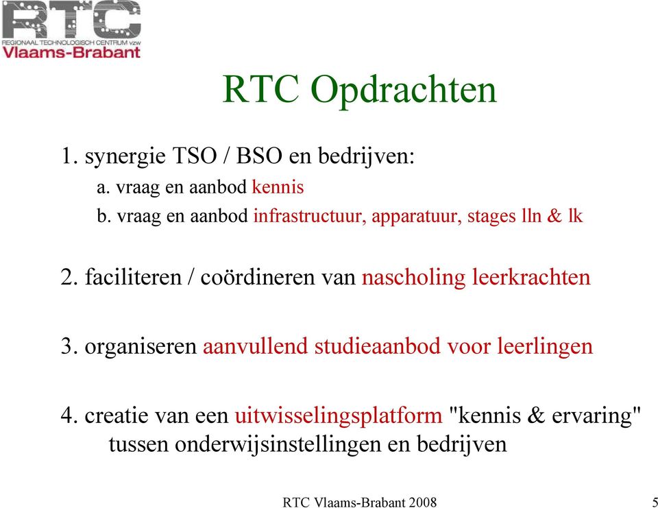 faciliteren / coördineren van nascholing leerkrachten 3.