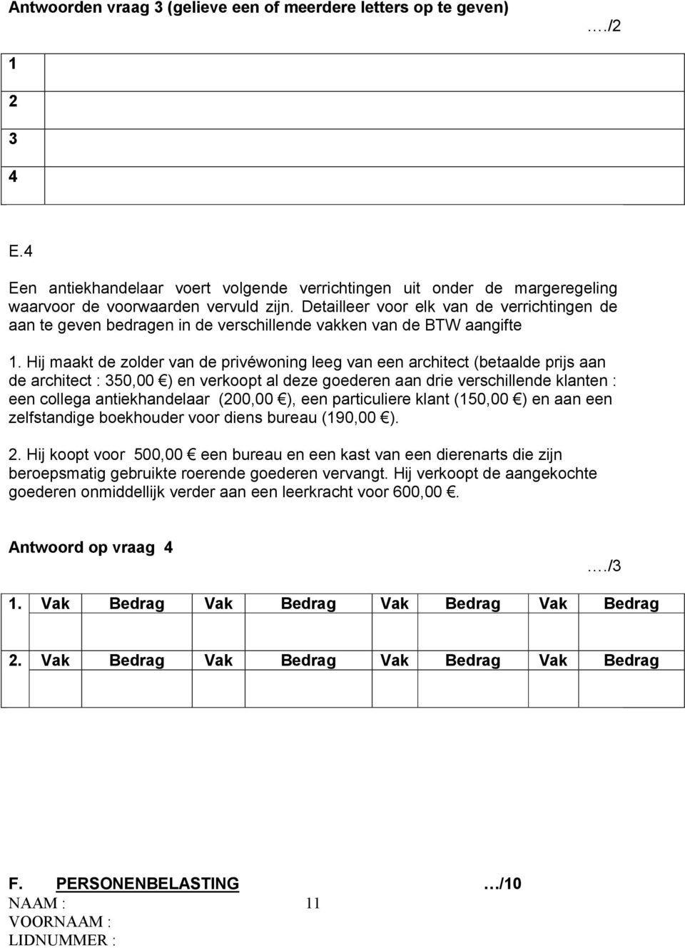 Hij maakt de zolder van de privéwoning leeg van een architect (betaalde prijs aan de architect : 350,00 ) en verkoopt al deze goederen aan drie verschillende klanten : een collega antiekhandelaar