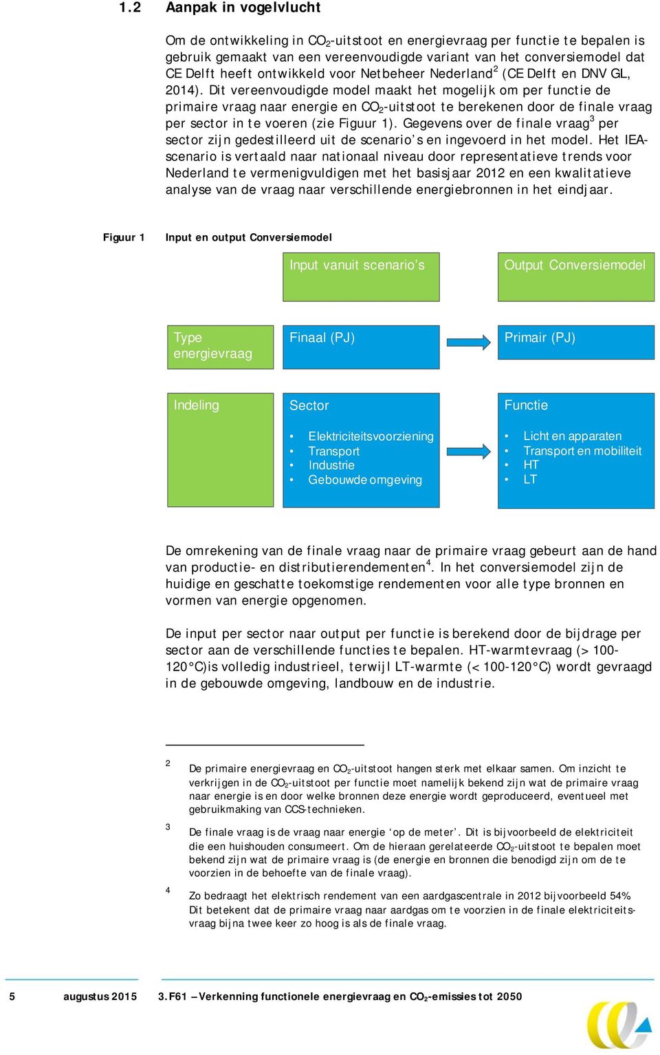 Dit vereenvoudigde model maakt het mogelijk om per functie de primaire vraag naar energie en CO 2 -uitstoot te berekenen door de finale vraag per sector in te voeren (zie Figuur 1).