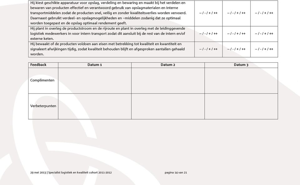 Daarnaast gebruikt verdeel- en opslagmogelijkheden en middelen zodanig dat ze optimaal worden toegepast en de opslag optimaal rendement geeft.