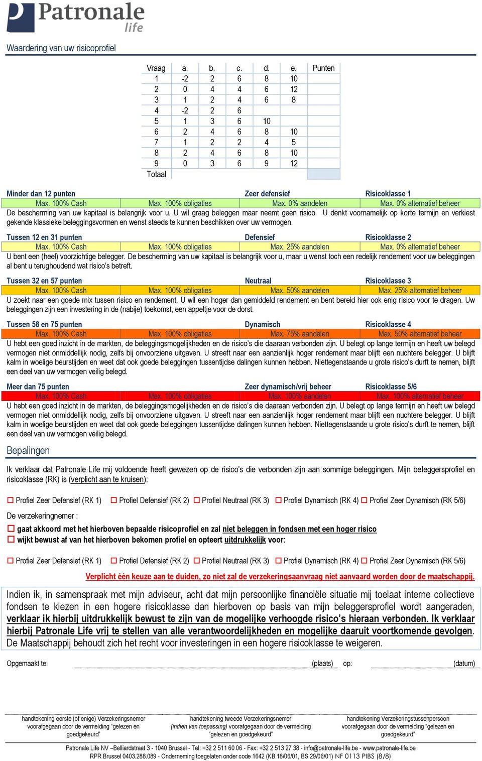 100% obligaties Max. 0% aandelen Max. 0% alternatief beheer De bescherming van uw kapitaal is belangrijk voor u. U wil graag beleggen maar neemt geen risico.