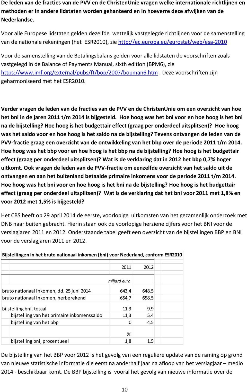 eu/eurostat/web/esa-2010 Voor de samenstelling van de Betalingsbalans gelden voor alle lidstaten de voorschriften zoals vastgelegd in de Balance of Payments Manual, sixth edition (BPM6), zie