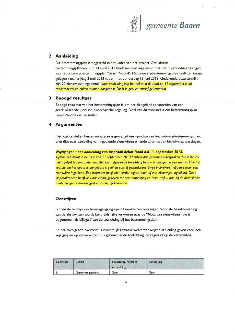 Het ontwerpbestemmingsplan heeft ter inzage gelegen vanaf vrijdag 3 mei 20 13 tot en met donderdag 13 juni 20 13. Gedurende deze termijn zijn 20 zienswijzen ingediend.