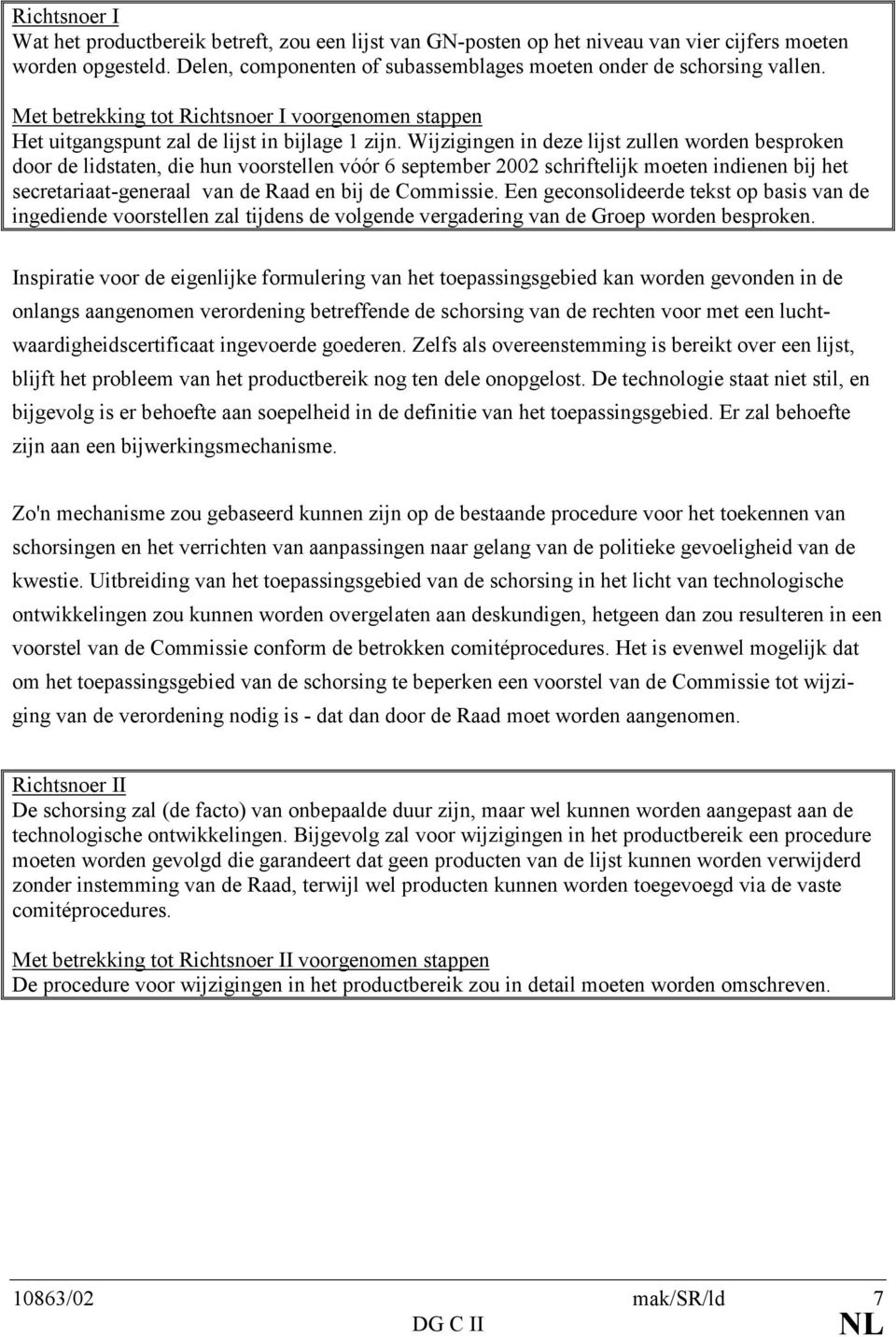 Wijzigingen in deze lijst zullen worden besproken door de lidstaten, die hun voorstellen vóór 6 september 2002 schriftelijk moeten indienen bij het secretariaat-generaal van de Raad en bij de