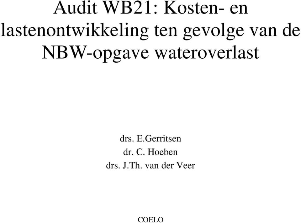 de NBW-opgave wateroverlast drs. E.