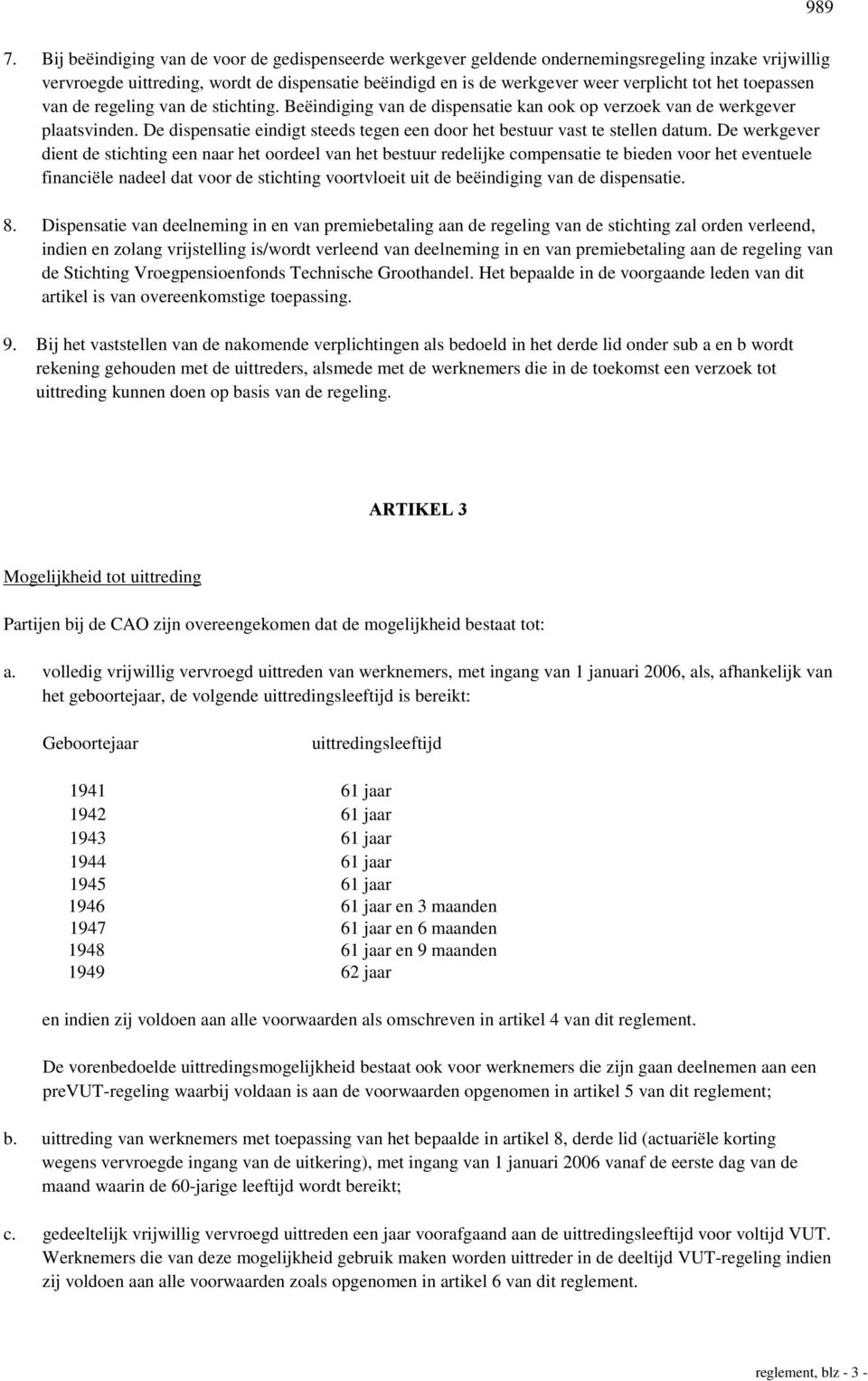 De dispensatie eindigt steeds tegen een door het bestuur vast te stellen datum.