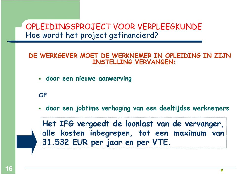 aanwerving OF door een jobtime verhoging van een deeltijdse werknemers Het IFG vergoedt