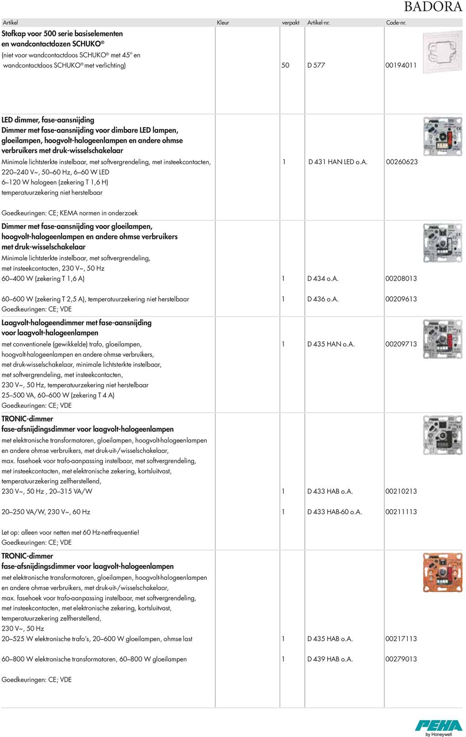 fase-aansnijding Dimmer met fase-aansnijding voor dimbare LED lampen, gloeilampen, hoogvolt-halogeenlampen en andere ohmse verbruikers met druk-wisselschakelaar Minimale lichtsterkte instelbaar, met