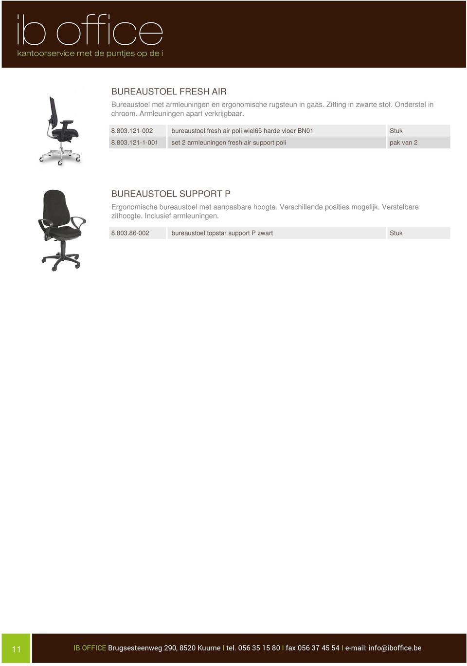 121-002 bureaustoel fresh air poli wiel65 harde vloer BN01 8.803.