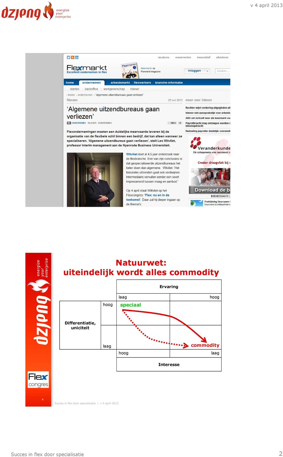 Differentiatie, uniciteit laag hoog