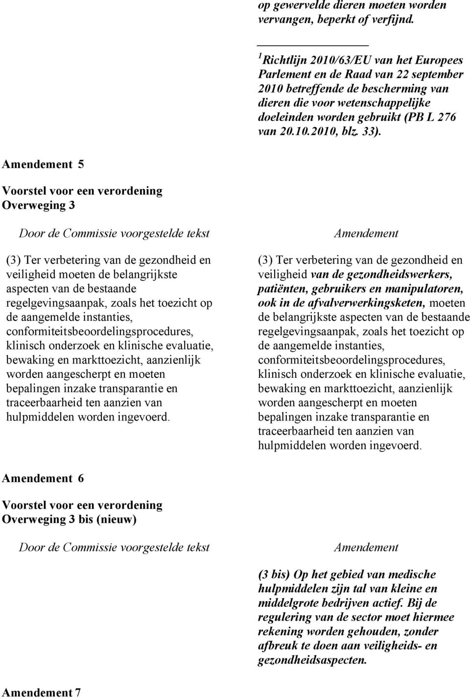 33). 5 Overweging 3 (3) Ter verbetering van de gezondheid en veiligheid moeten de belangrijkste aspecten van de bestaande regelgevingsaanpak, zoals het toezicht op de aangemelde instanties,