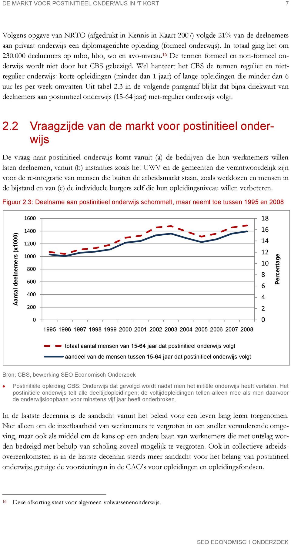 Wel hanteert het CBS de termen regulier en nietregulier onderwijs: korte opleidingen (minder dan 1 jaar) of lange opleidingen die minder dan 6 uur les per week omvatten Uit tabel 2.