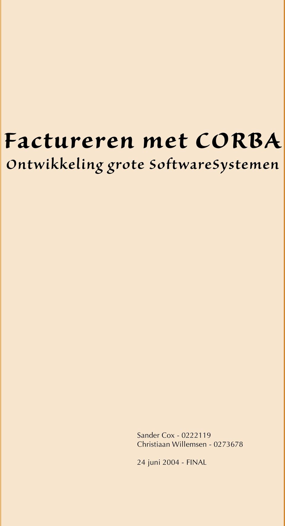 SoftwareSystemen Sander Cox -