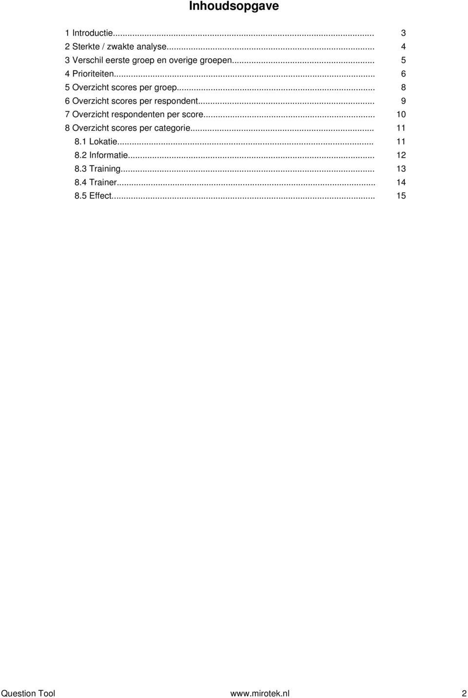 .. 6 5 Overzicht scores per groep... 8 6 Overzicht scores per respondent.