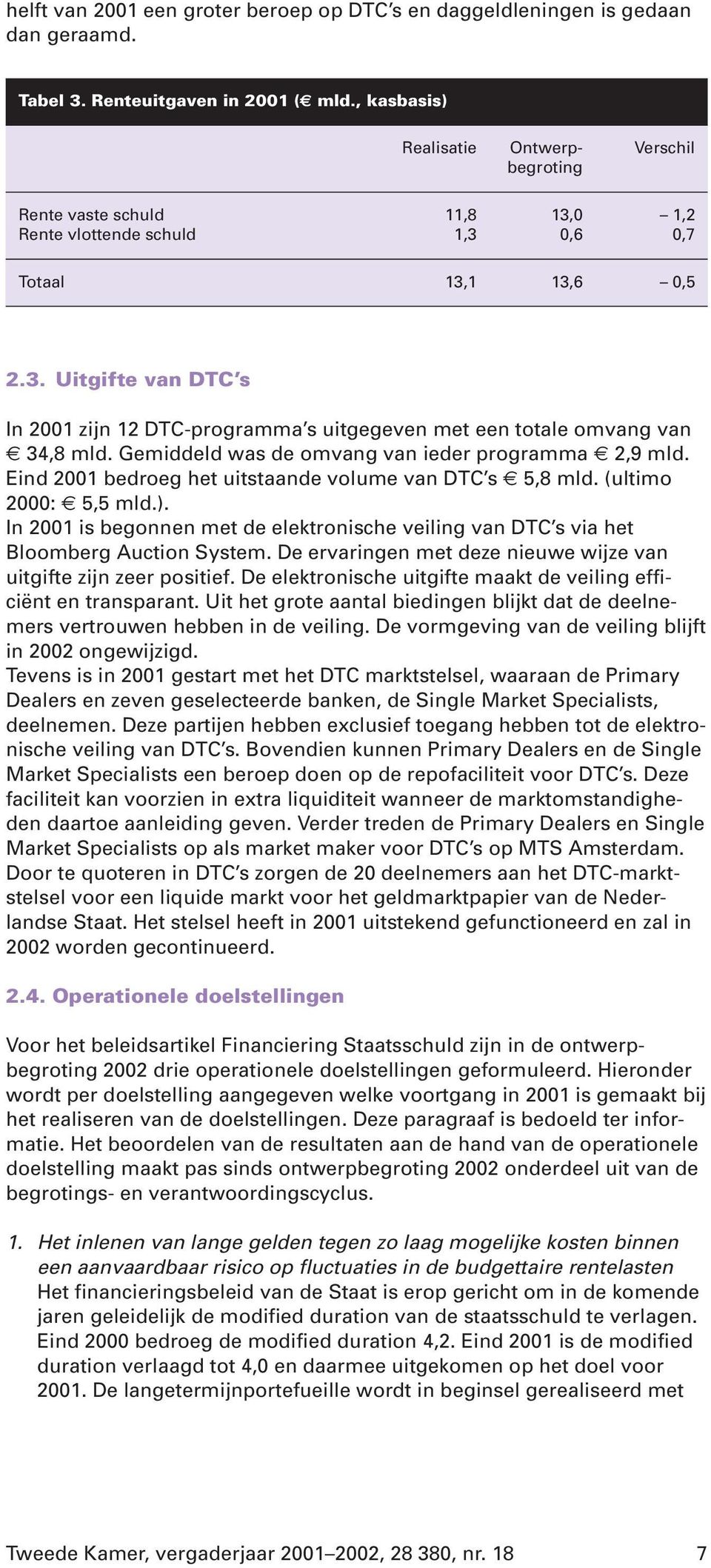 Gemiddeld was de omvang van ieder programma 2,9 mld. Eind 2001 bedroeg het uitstaande volume van DTC s 5,8 mld. (ultimo 2000: 5,5 mld.).