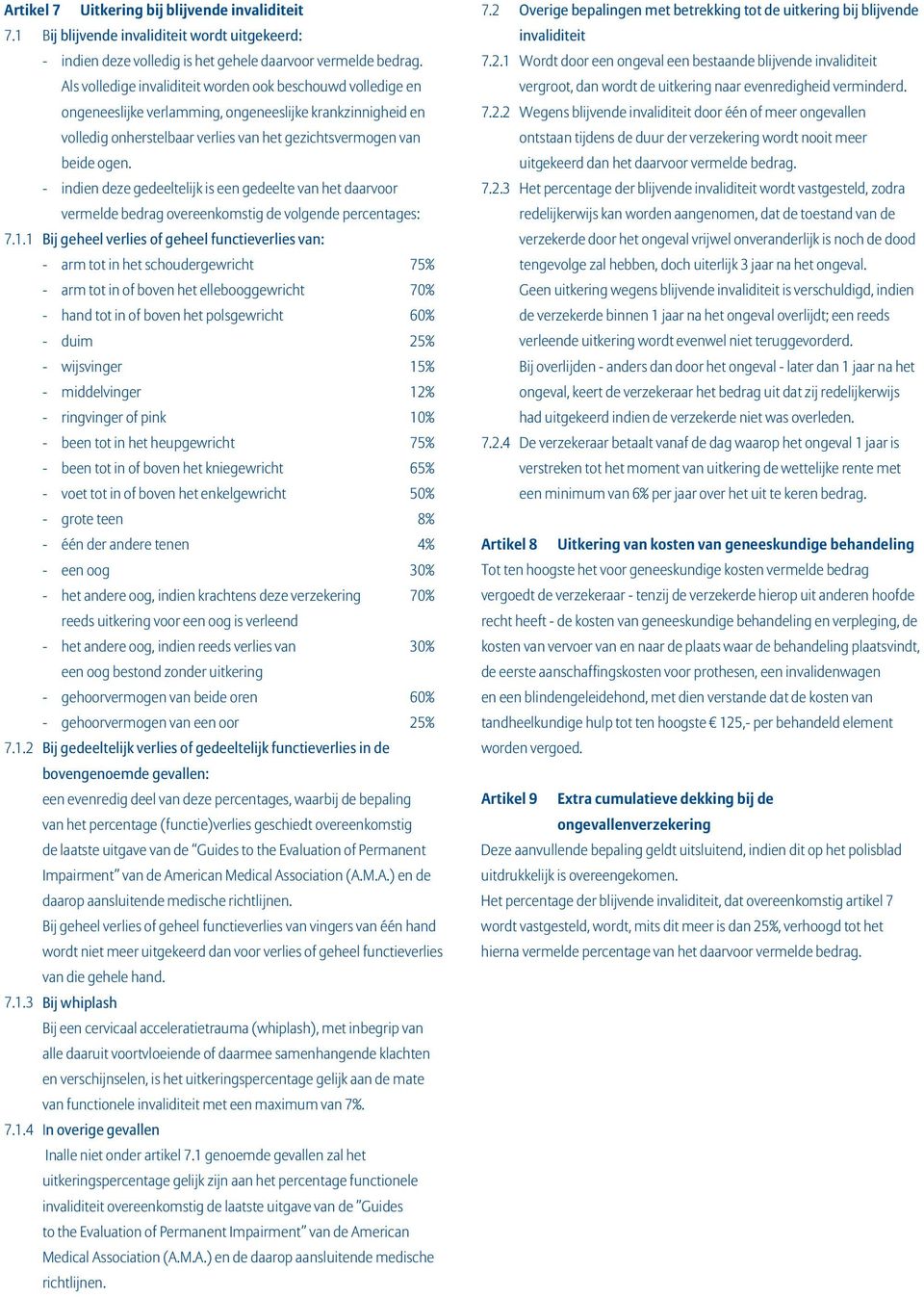 - indien deze gedeeltelijk is een gedeelte van het daarvoor vermelde bedrag overeenkomstig de volgende percentages: 7.1.