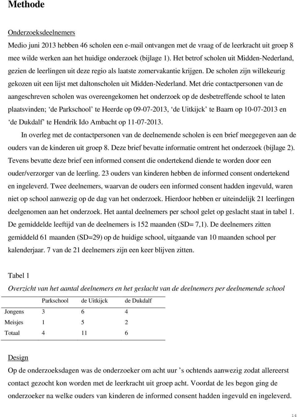 De scholen zijn willekeurig gekozen uit een lijst met daltonscholen uit Midden-Nederland.