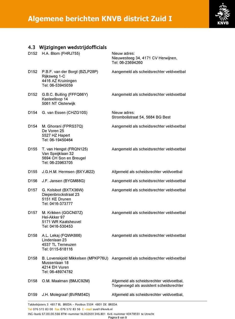 Ghorani (FPRS37Q) Aangemeld als scheidsrechter veldvoetbal De Voren 25 5527 HZ Hapert Tel: 06-19450464 D155 T.