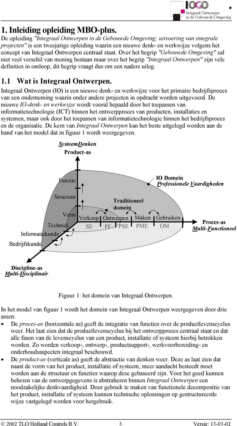 Over het begrip "Gebouwde Omgeving" zal niet veel verschil van mening bestaan maar over het begrip "Integraal Ontwerpen" zijn vele definities in omloop, dit begrip vraagt dus om een nadere uileg. 1.