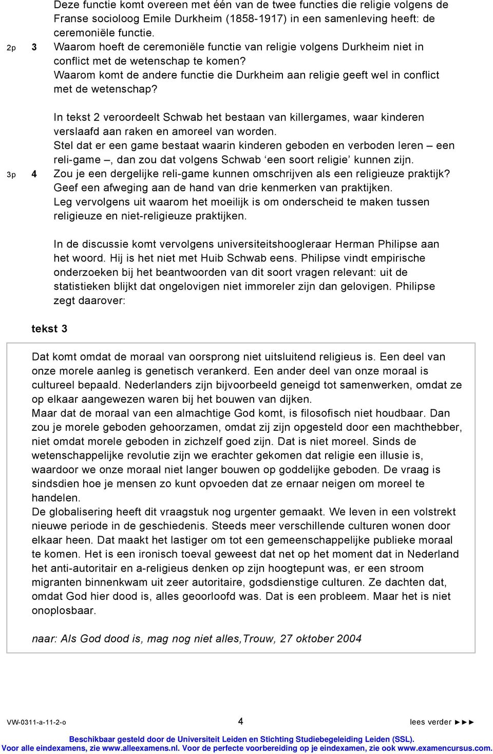 Waarom komt de andere functie die Durkheim aan religie geeft wel in conflict met de wetenschap?