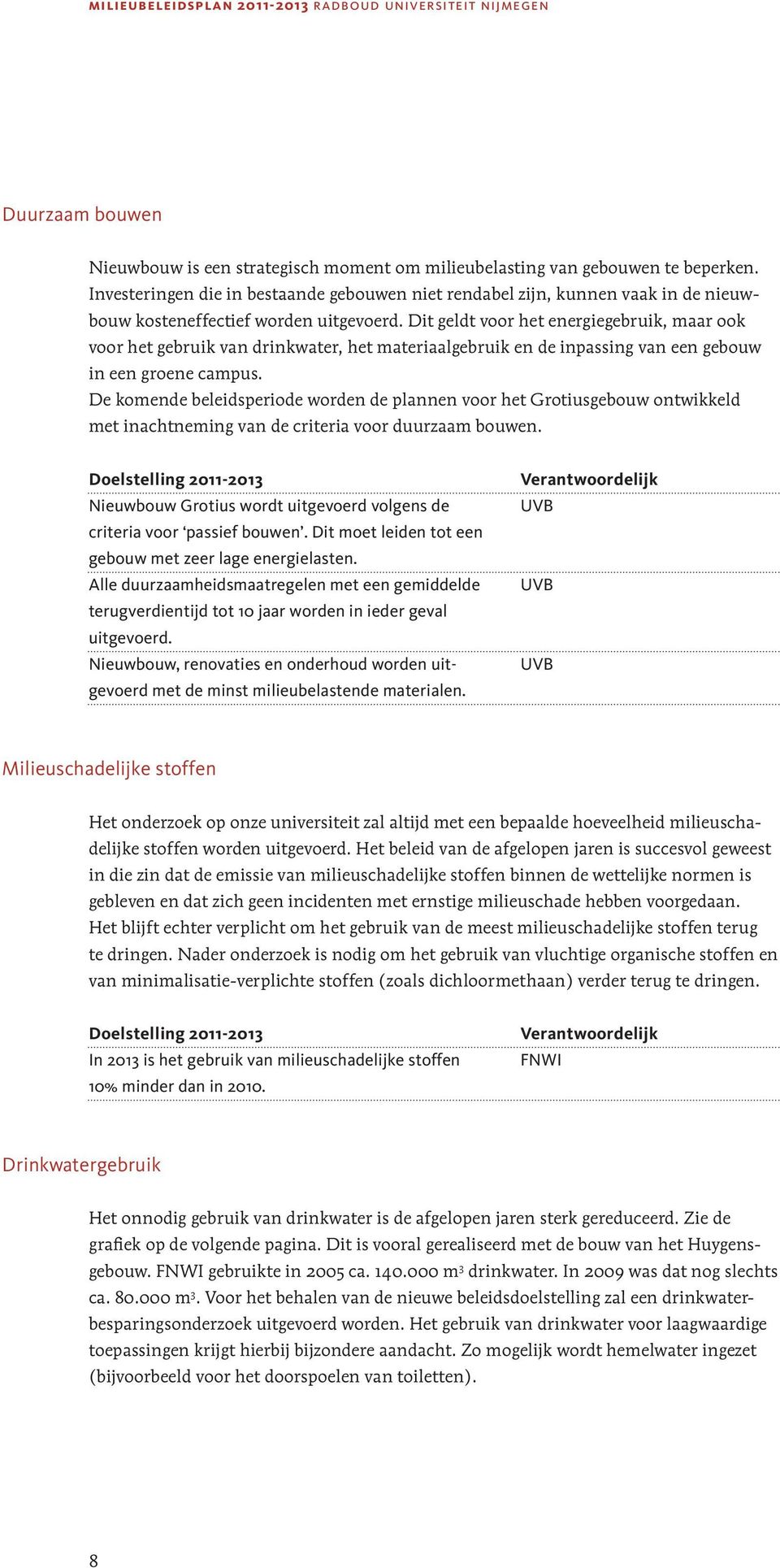 Dit geldt voor het energiegebruik, maar ook voor het gebruik van drinkwater, het materiaalgebruik en de inpassing van een gebouw in een groene campus.