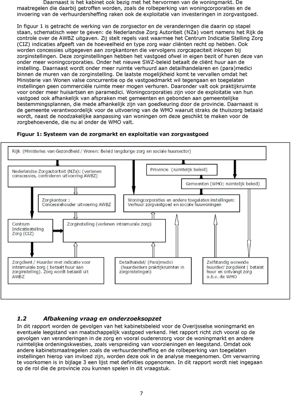 In figuur 1 is getracht de werking van de zorgsector en de veranderingen die daarin op stapel staan, schematisch weer te geven: de Nederlandse Zorg Autoriteit (NZa) voert namens het Rijk de controle