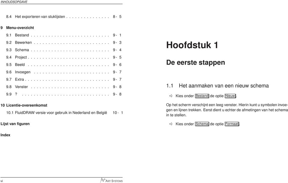 1 FluidDRAW versie voor gebruik in Nederland en België 10-1 Lijst van figuren 1.1 Het aanmaken van een nieuw schema Kies onder Bestand de optie Nieuw.