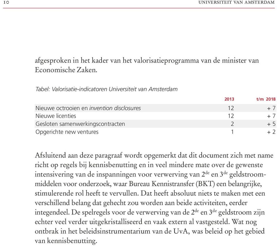 7 + 7 + 5 + 2 Afsluitend aan deze paragraaf wordt opgemerkt dat dit document zich met name richt op regels bij kennisbenutting en in veel mindere mate over de gewenste intensivering van de