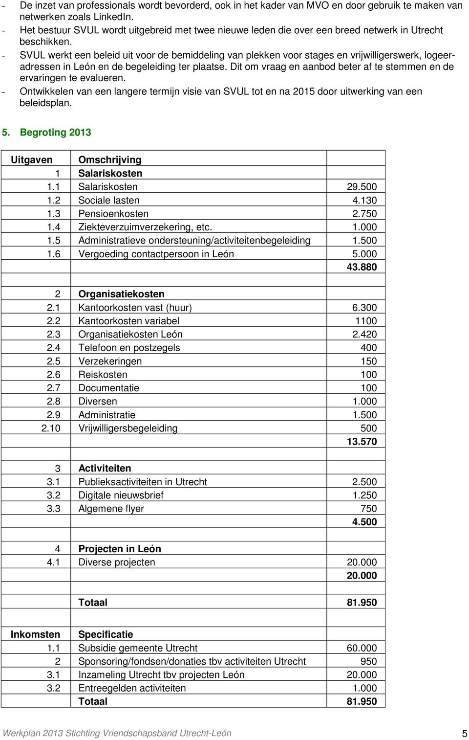 - SVUL werkt een beleid uit voor de bemiddeling van plekken voor stages en vrijwilligerswerk, logeeradressen in León en de begeleiding ter plaatse.