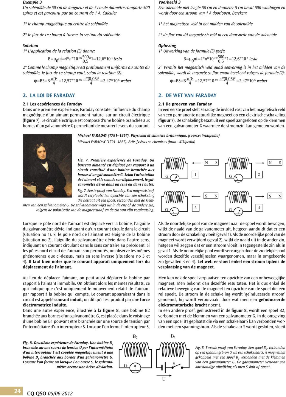 flux de ce champ vaut, selon la relaton (2): φ=bs=b πd2 =12,57*10-4 * π*(0,05)2 =2,47*10-6 weber 4 4 2 LA LOI DE FARADAY 21 Les ecpérences de Faraday Dans une premère expérence, Faraday constate