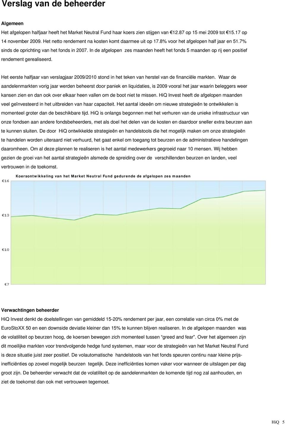 In de afgelopen zes maanden heeft het fonds 5 maanden op rij een positief rendement gerealiseerd.