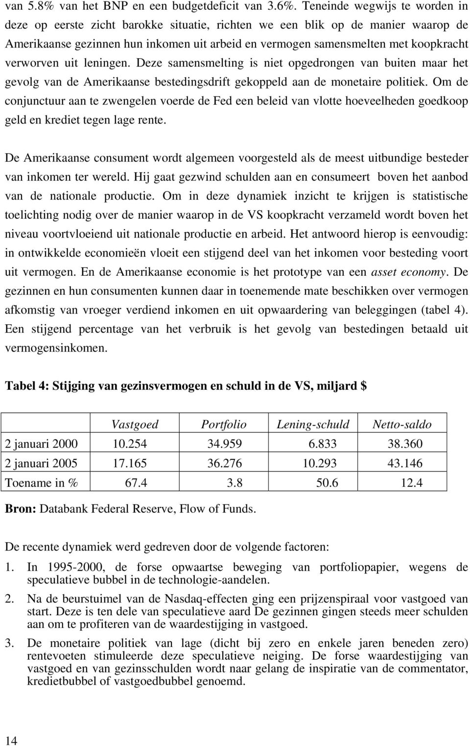 verworven uit leningen. Deze samensmelting is niet opgedrongen van buiten maar het gevolg van de Amerikaanse bestedingsdrift gekoppeld aan de monetaire politiek.