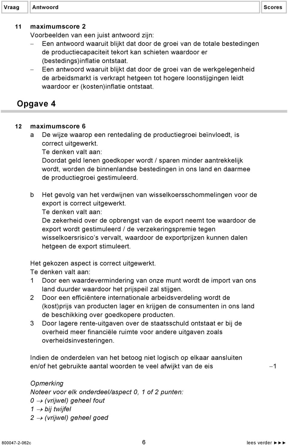 Een antwoord waaruit blijkt dat door de groei van de werkgelegenheid de arbeidsmarkt is verkrapt hetgeen tot hogere loonstijgingen leidt waardoor er (kosten)inflatie ontstaat.