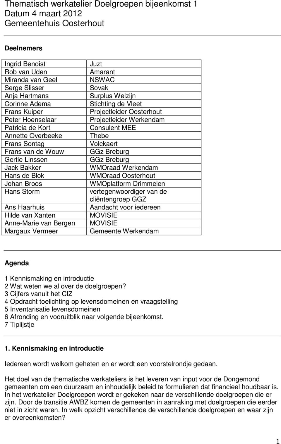 Bergen Margaux Vermeer Juzt Amarant NSWAC Sovak Surplus Welzijn Stichting de Vleet Projectleider Oosterhout Projectleider Werkendam Consulent MEE Thebe Volckaert GGz Breburg GGz Breburg WMOraad