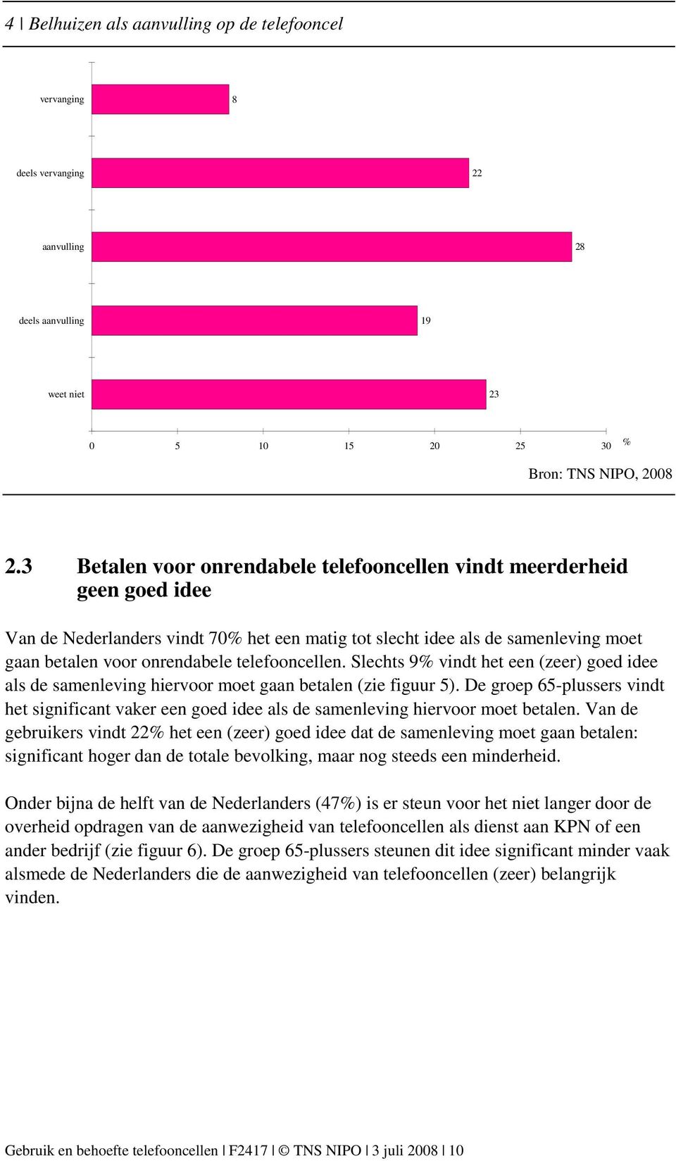 telefooncellen. Slechts 9% vindt het een (zeer) goed idee als de samenleving hiervoor moet gaan betalen (zie figuur 5).